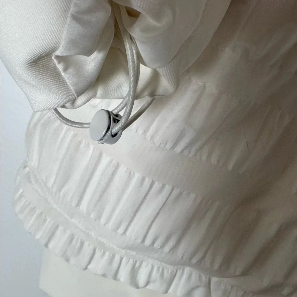 Off White Quilted Blazer Jacket M Sculptural Ruched Spring Modern Chic